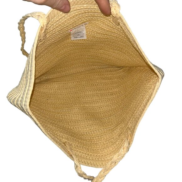 J. Crew straw watermelon fruit sequins embellished straw tote bag 14x10" - Picture 4 of 6